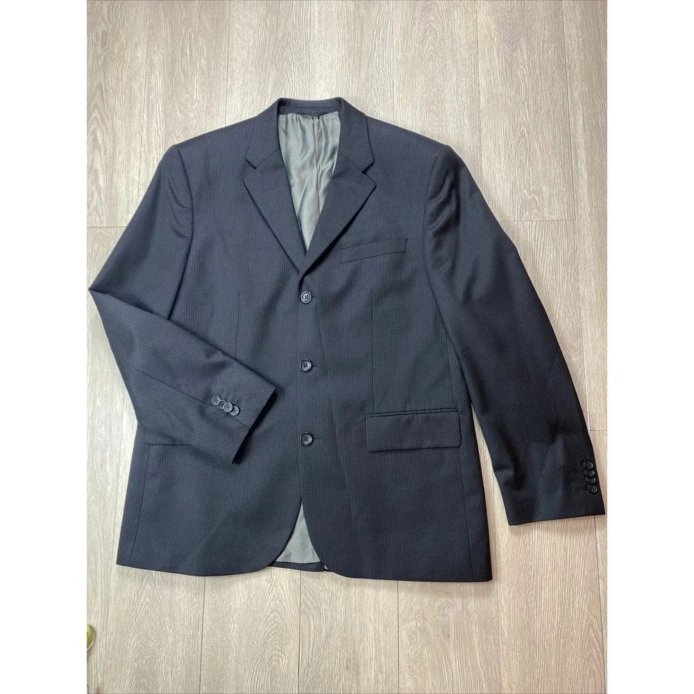 Banana Republic Suit‎ Jacket Sport Coat Blazer Wool 3 Button Black Stripe 42S